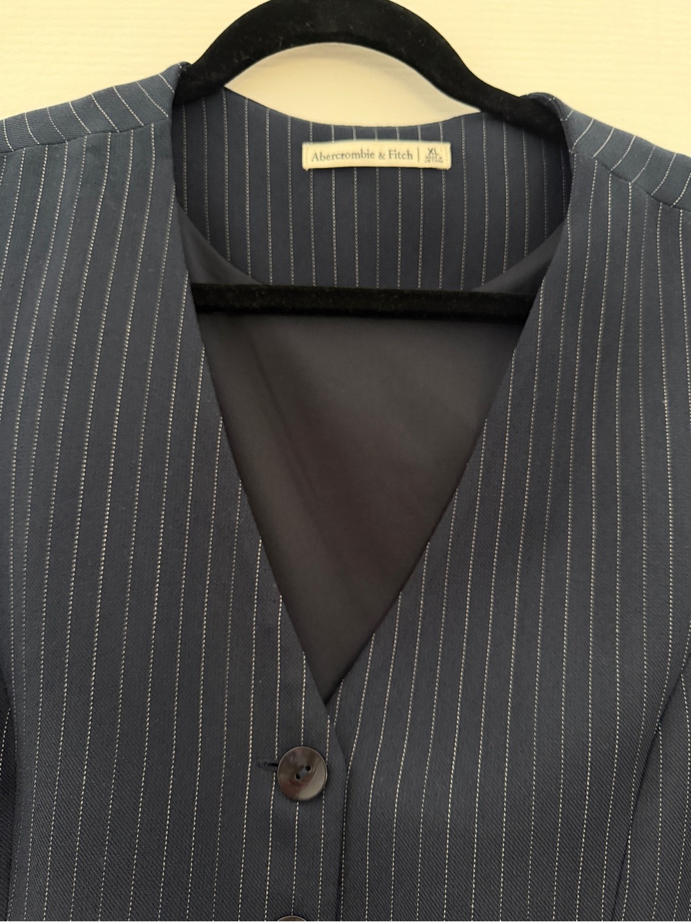 Abercrombie & Fitch Navy Pinstriped Tailored Vest - Picture 3 of 4